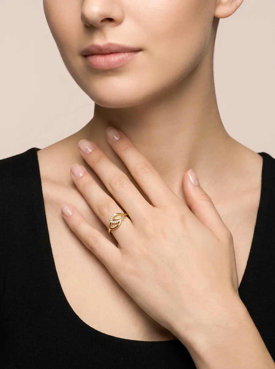 Pavé Diamond Marquise Loop Ring R00877 — 18K gold ring by RUT GOLD — view 3