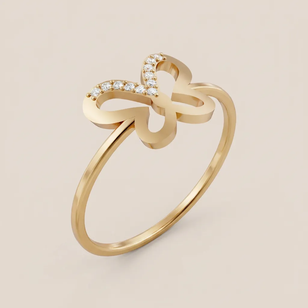 Diamond Butterfly Knot Ring R00878 — 18K gold ring by RUT GOLD