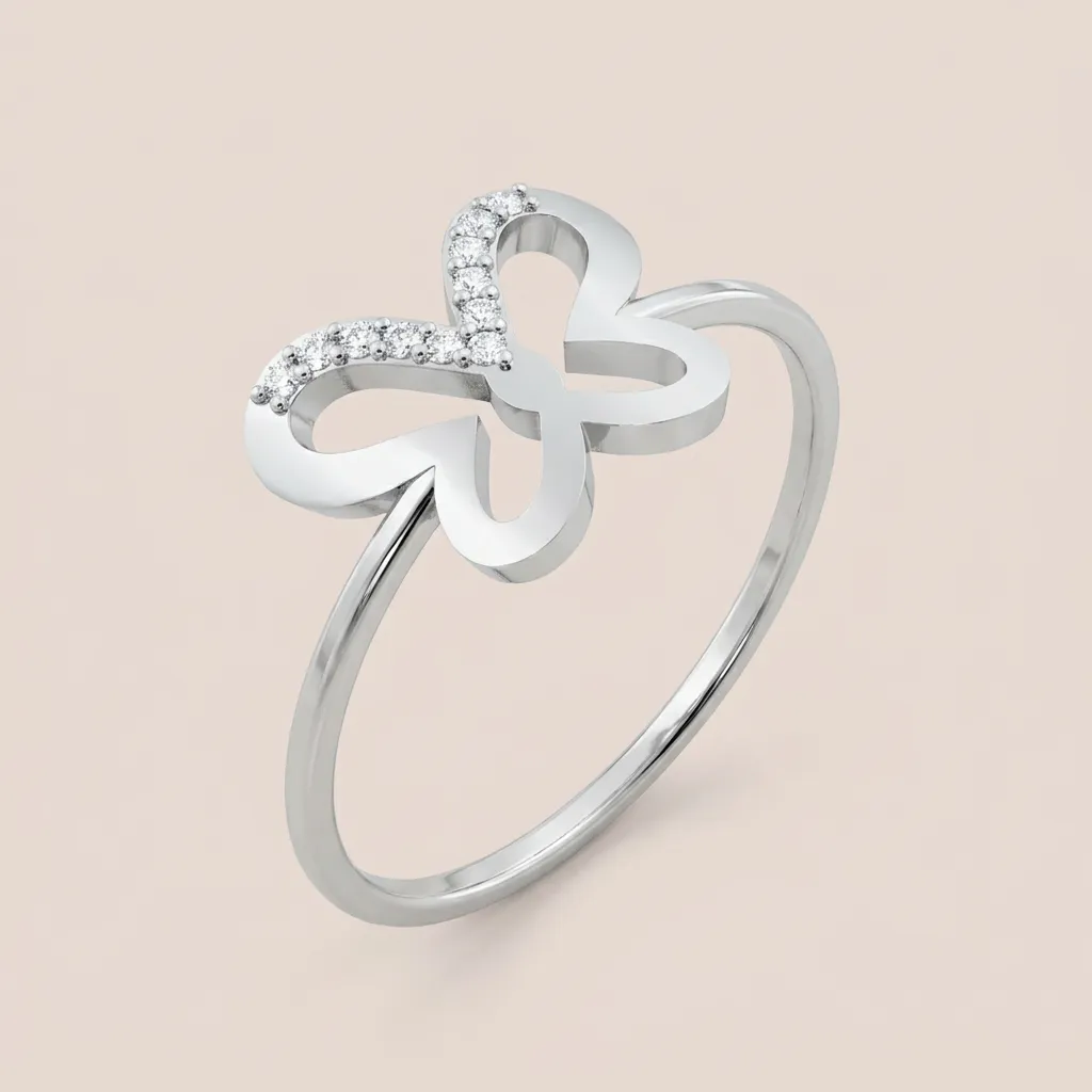 Diamond Butterfly Knot Ring R00878 — 18K gold ring by RUT GOLD — view 4