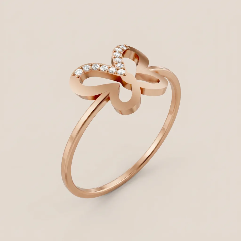 Diamond Butterfly Knot Ring R00878 — 18K gold ring by RUT GOLD — view 5