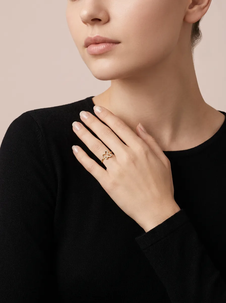 Pavé Diamond Butterfly Ring R00879 — 18K gold ring by RUT GOLD — view 3