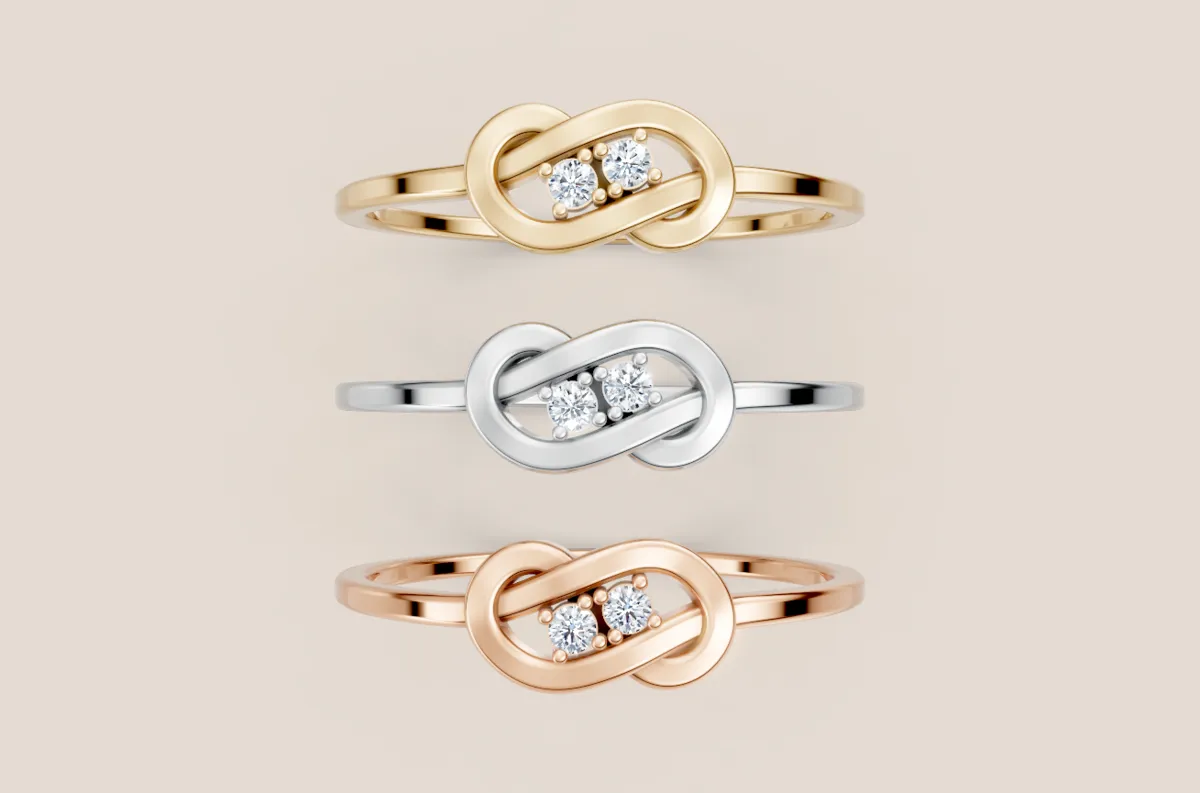 Diamond Love Knot Ring R00880 — 18K gold ring by RUT GOLD — view 3