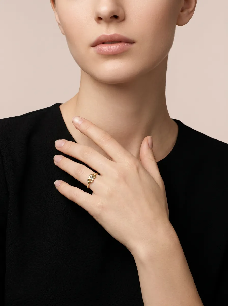 Diamond Love Knot Ring R00880 — 18K gold ring by RUT GOLD — view 4