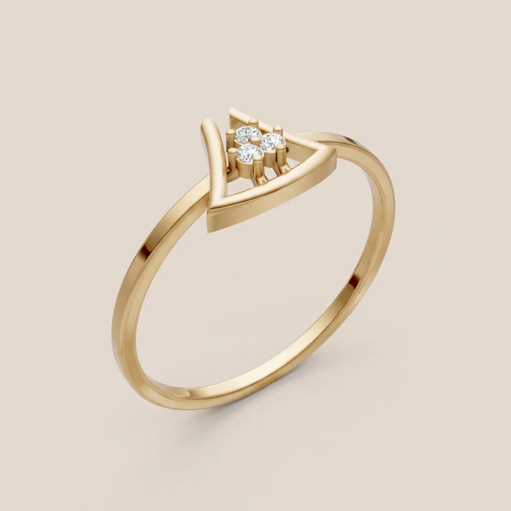 Diamond Triangle Cluster Ring R00882 — 18K gold ring by RUT GOLD
