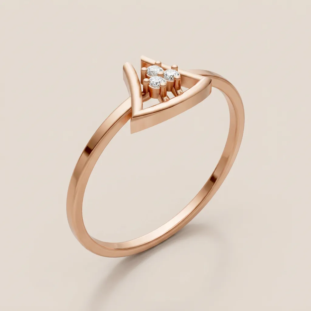 Diamond Triangle Cluster Ring R00882 — 18K gold ring by RUT GOLD — view 4