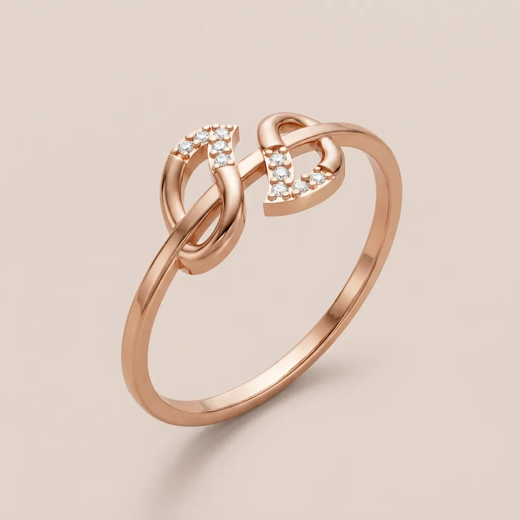 Pavé Diamond Interlocking Loop Ring R00883 — 18K gold ring by RUT GOLD — view 5