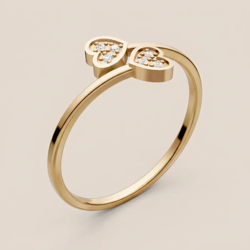 Diamond Double Leaf Bypass Ring R00884 — 18K gold ring by RUT GOLD