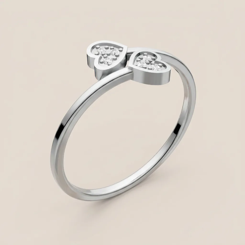 Diamond Double Leaf Bypass Ring R00884 — 18K gold ring by RUT GOLD — view 4
