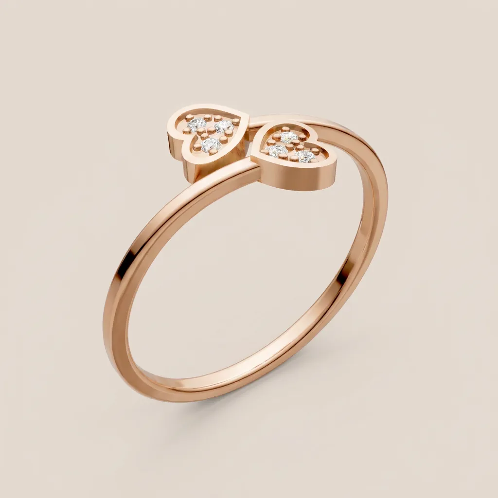 Diamond Double Leaf Bypass Ring R00884 — 18K gold ring by RUT GOLD — view 5