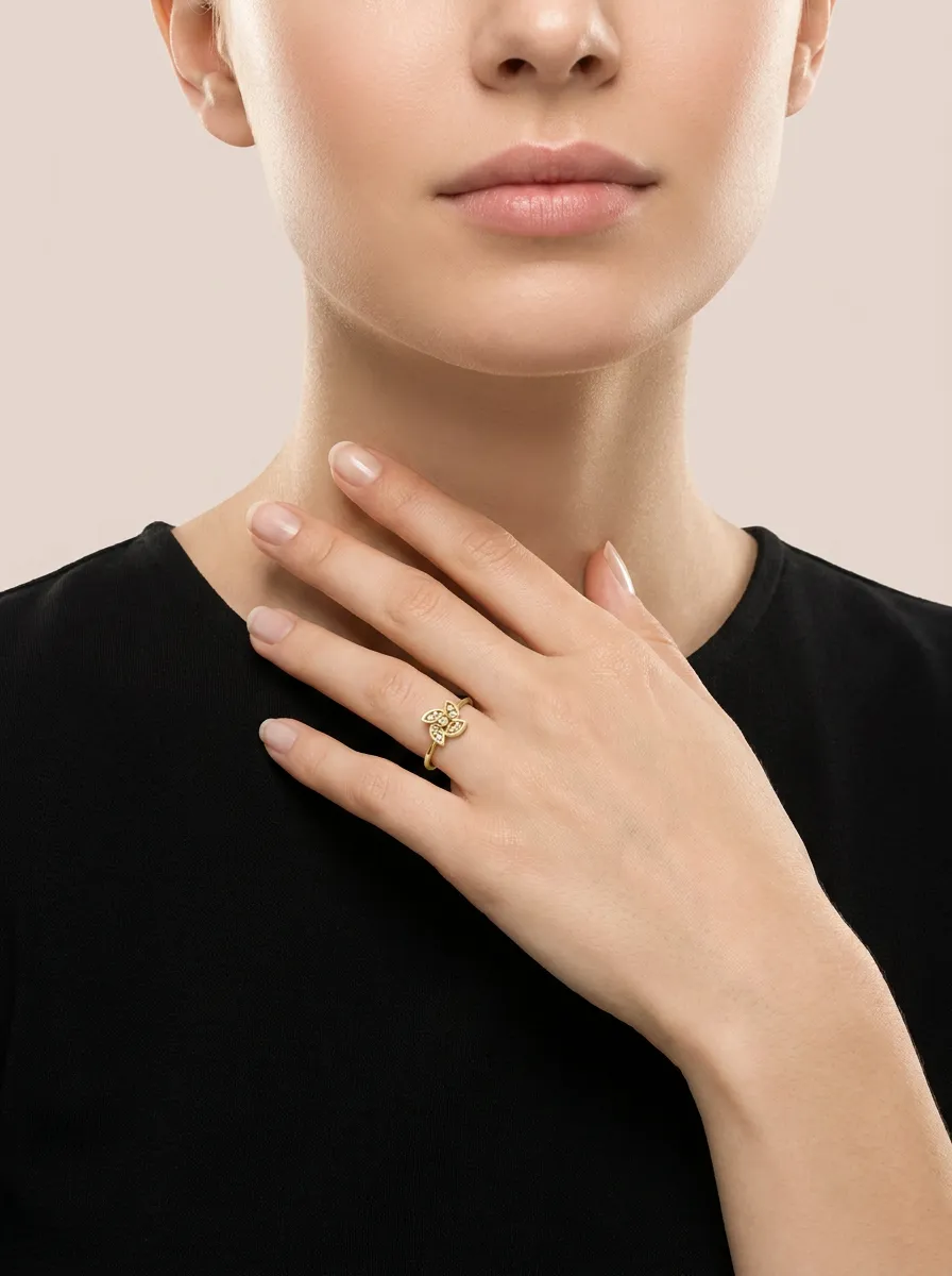 Diamond Flower Petal Ring R00885 — 18K gold ring by RUT GOLD — view 3
