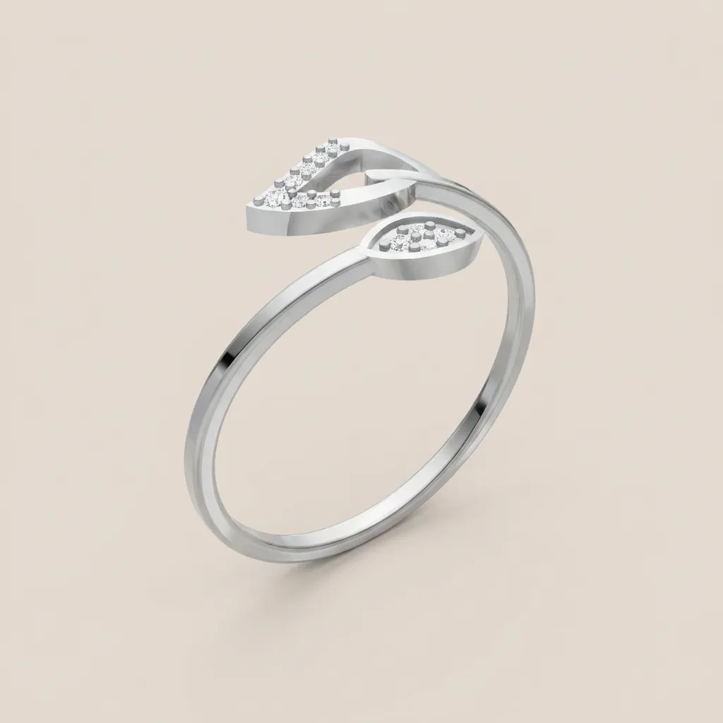 Pavé Diamond Leaf Bypass Ring R00886 — 18K gold ring by RUT GOLD — view 5