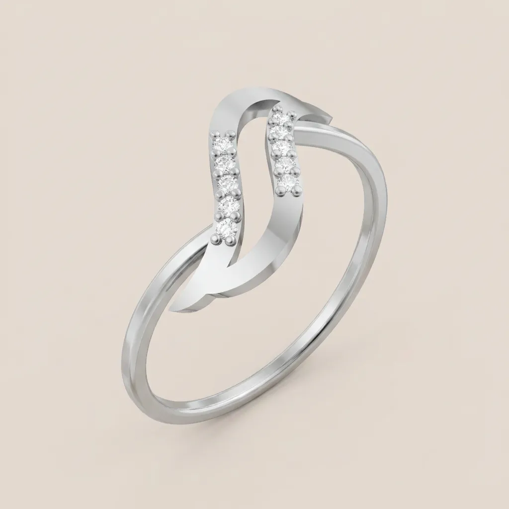Pavé Diamond S-Wave Ring R00887 — 18K gold ring by RUT GOLD — view 4