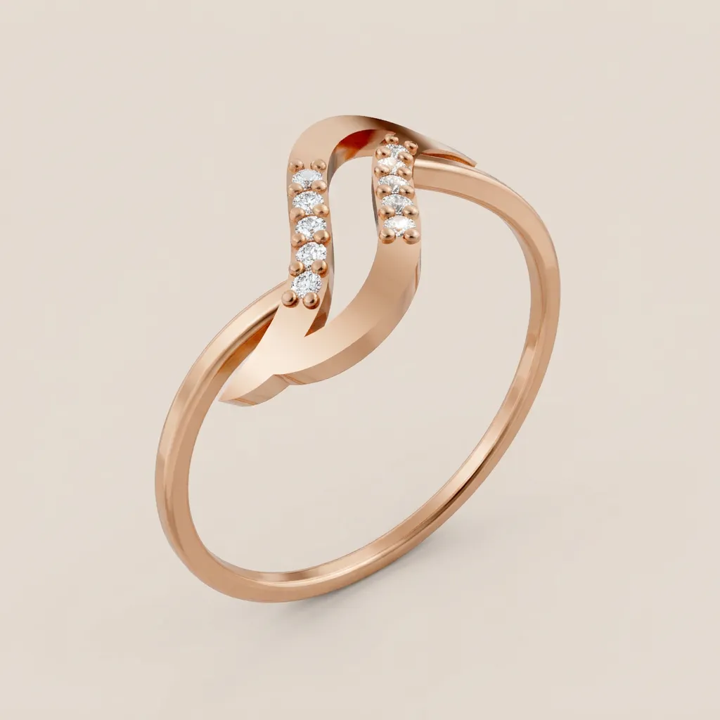 Pavé Diamond S-Wave Ring R00887 — 18K gold ring by RUT GOLD — view 5
