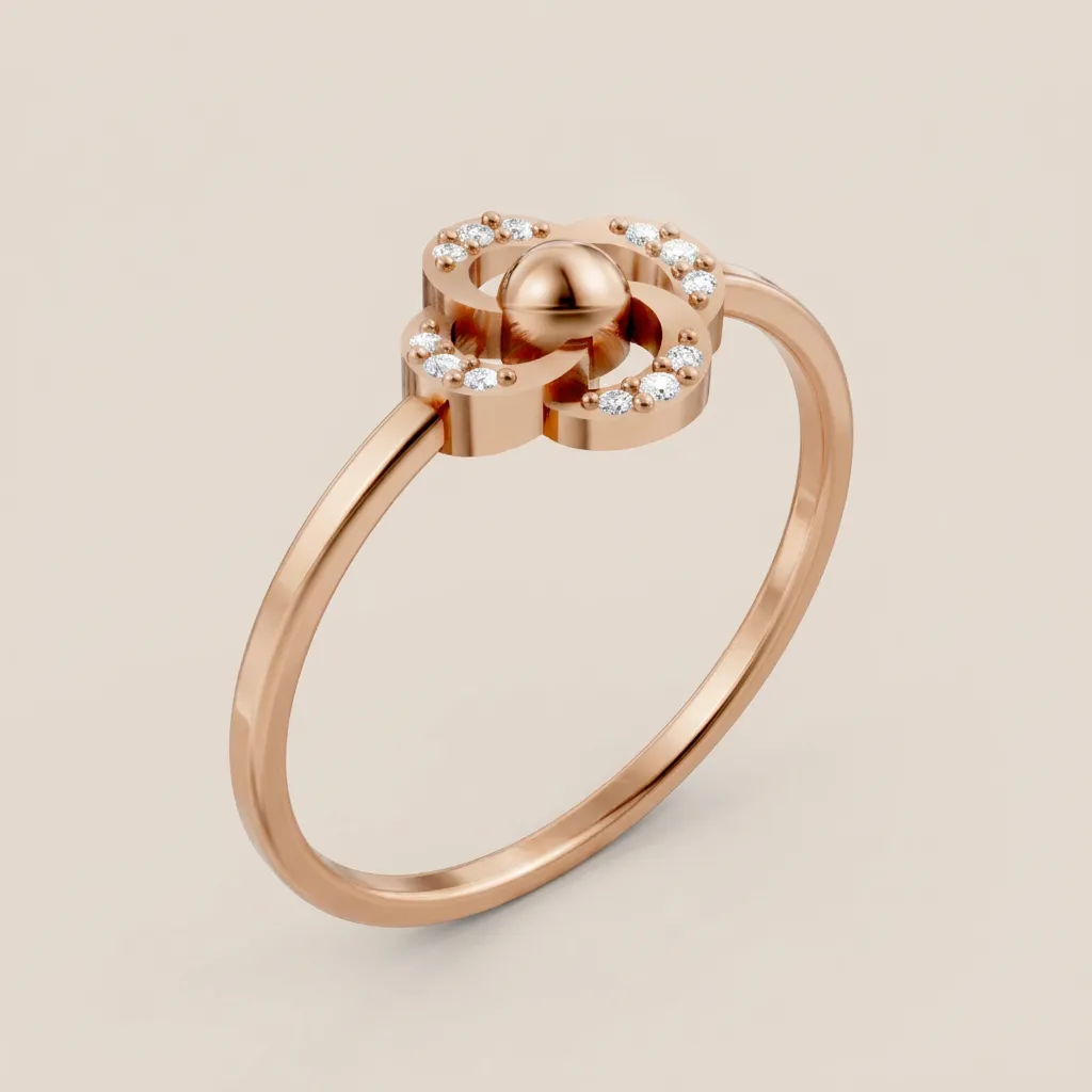 Diamond Rose Flower Ring R00888 — 18K gold ring by RUT GOLD — view 4