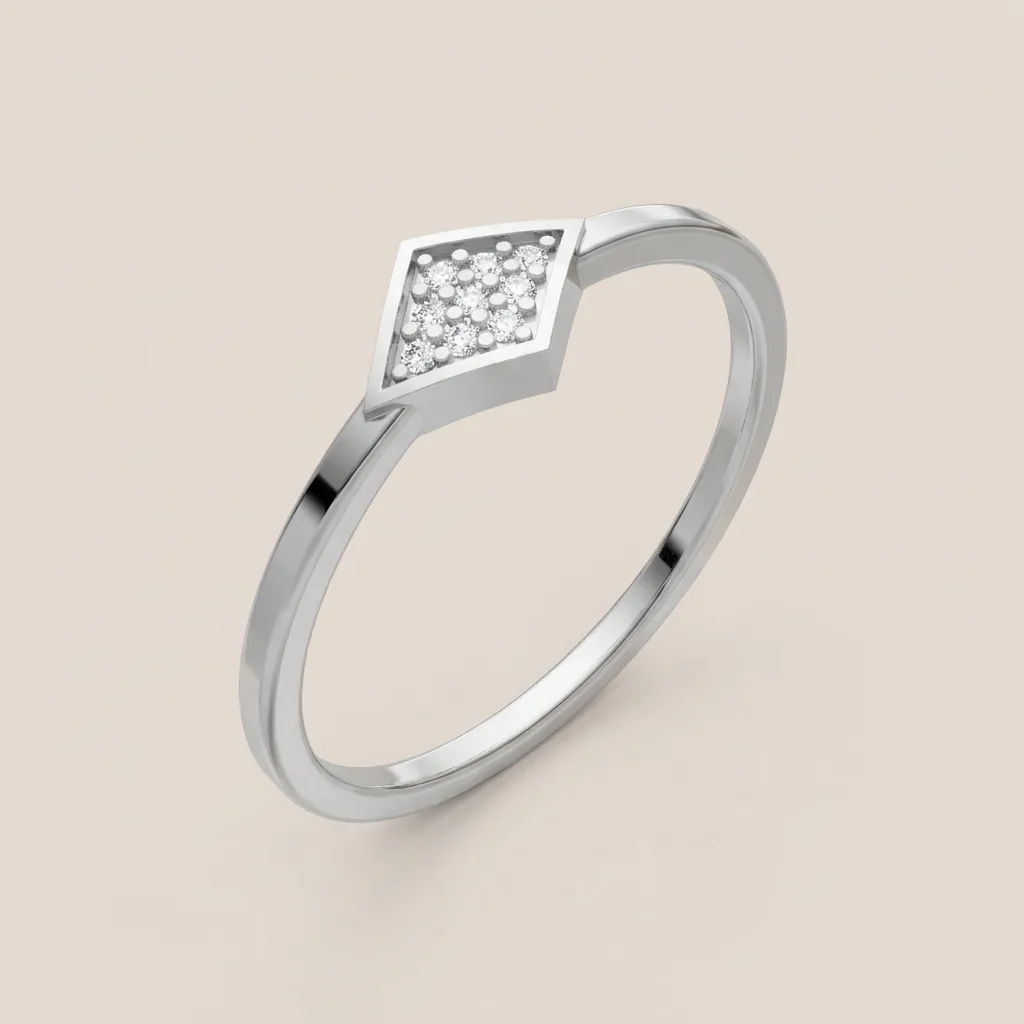 Pavé Diamond Rhombus Ring R00889 — 18K gold ring by RUT GOLD — view 4