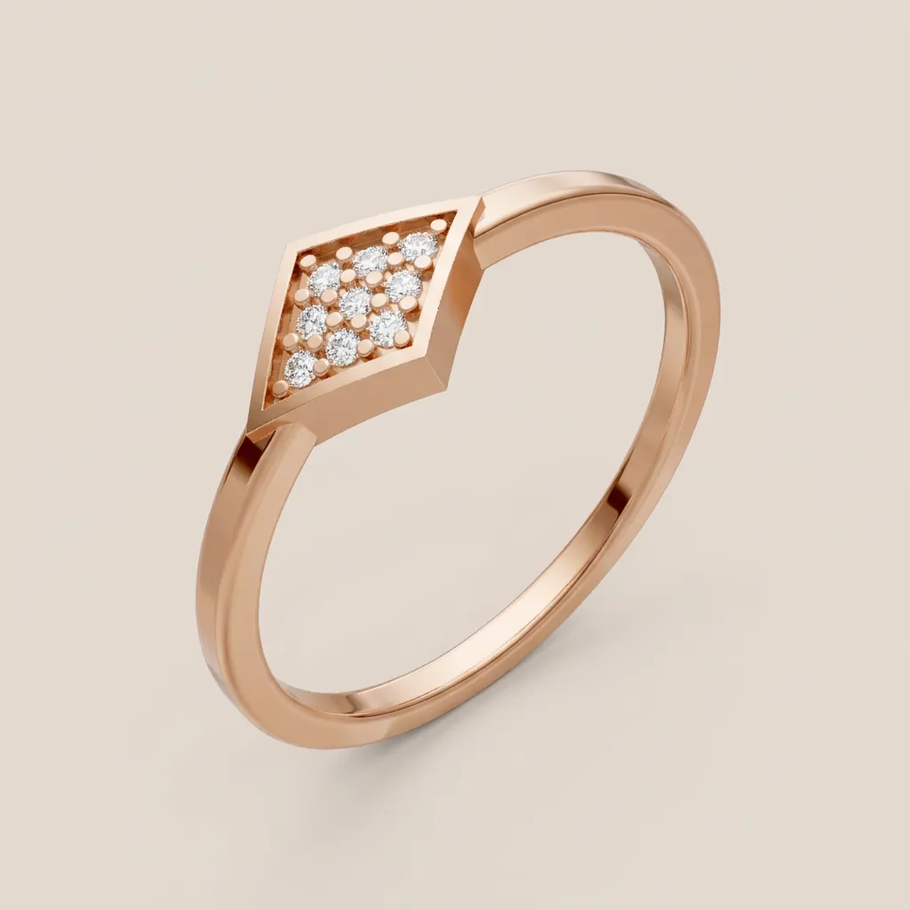 Pavé Diamond Rhombus Ring R00889 — 18K gold ring by RUT GOLD — view 5