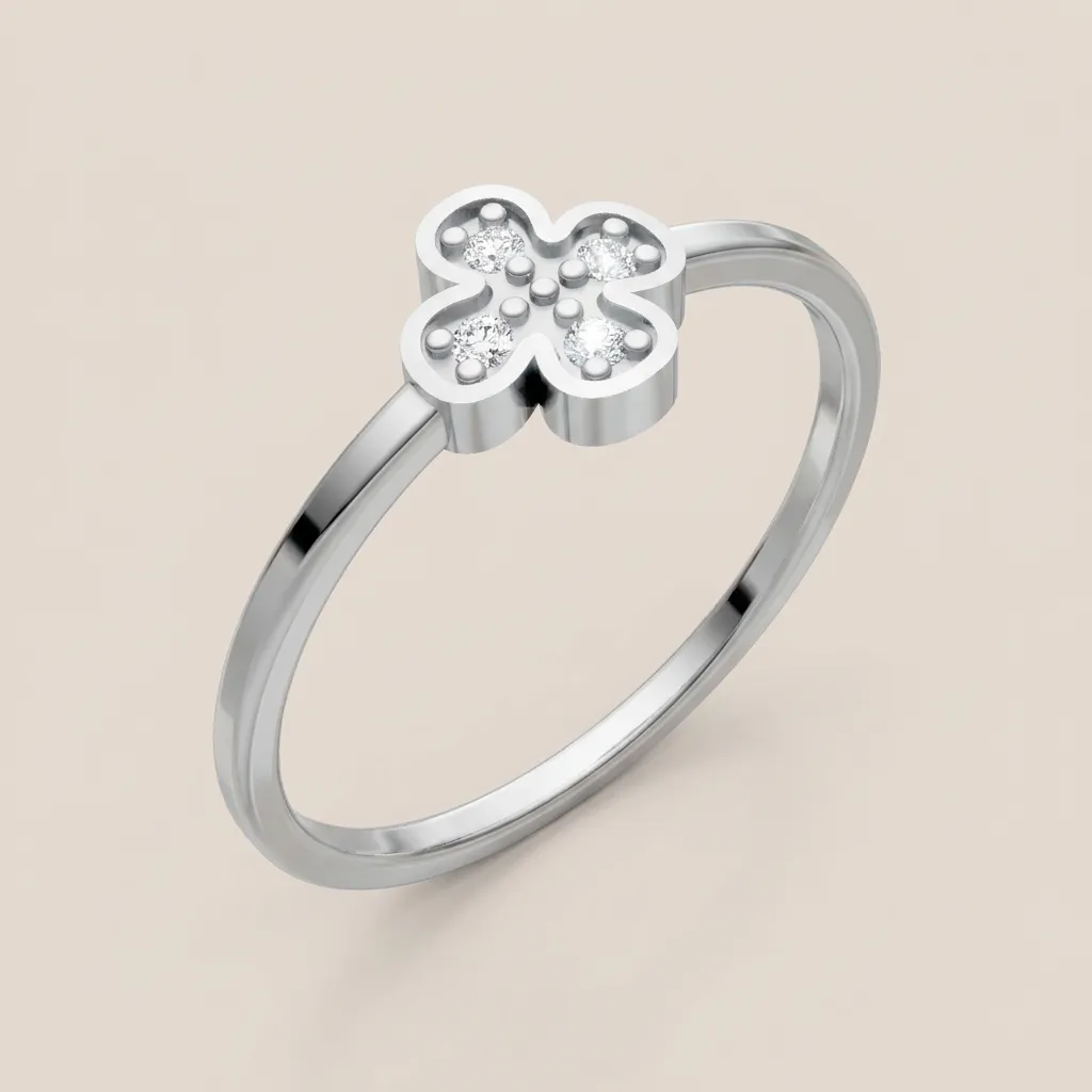 Diamond Four-Leaf Clover Ring R00890 — 18K gold ring by RUT GOLD — view 4