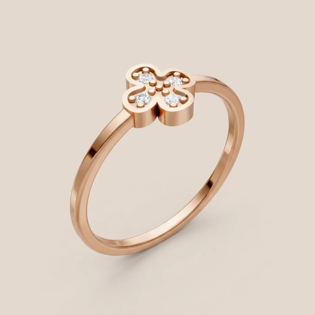 Diamond Four-Leaf Clover Ring R00890 — 18K gold ring by RUT GOLD — view 5
