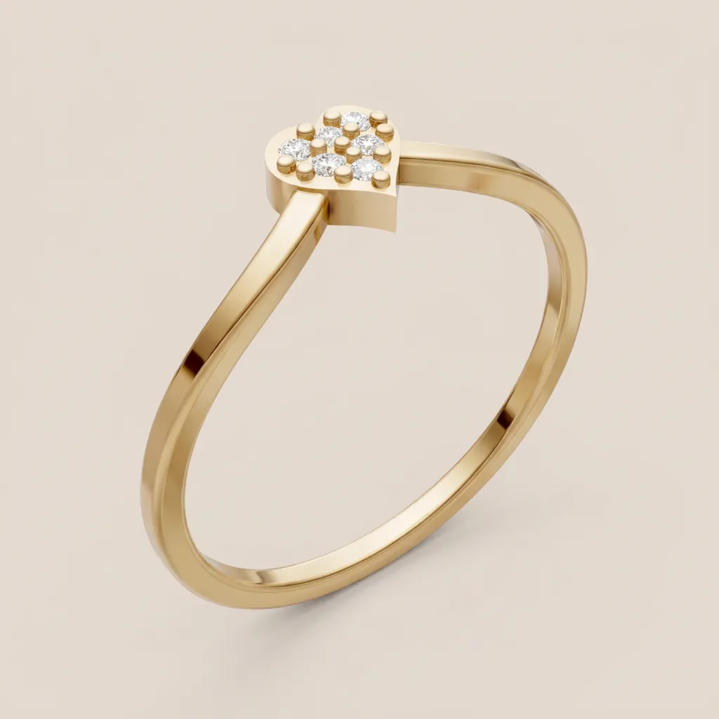 Pavé Diamond Heart Ring R00891 — 18K gold ring by RUT GOLD