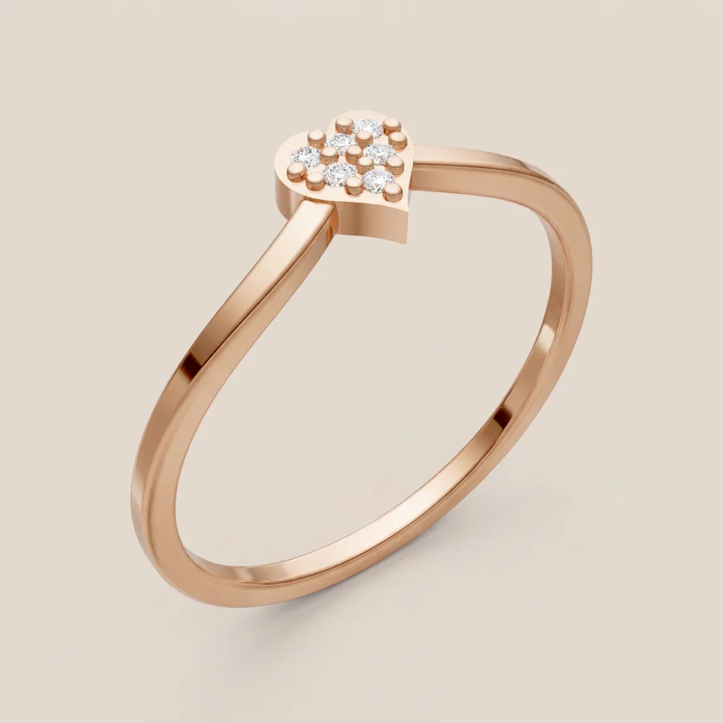 Pavé Diamond Heart Ring R00891 — 18K gold ring by RUT GOLD — view 3