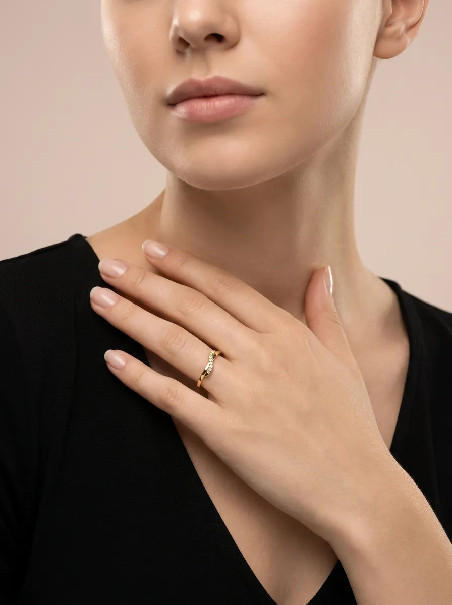 Pavé Diamond Wave Ring R00892 — 18K gold ring by RUT GOLD — view 3