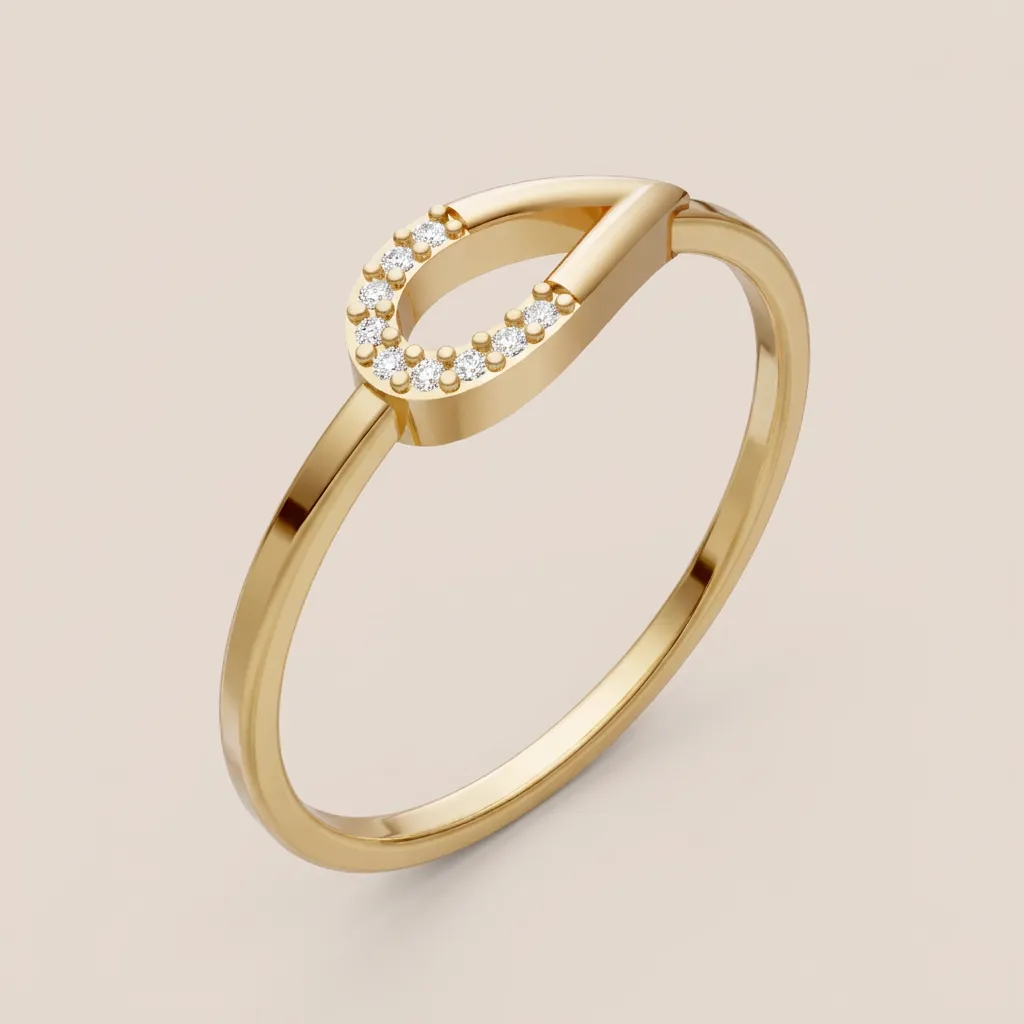 Pavé Diamond Teardrop Outline Ring R00893 — 18K gold ring by RUT GOLD