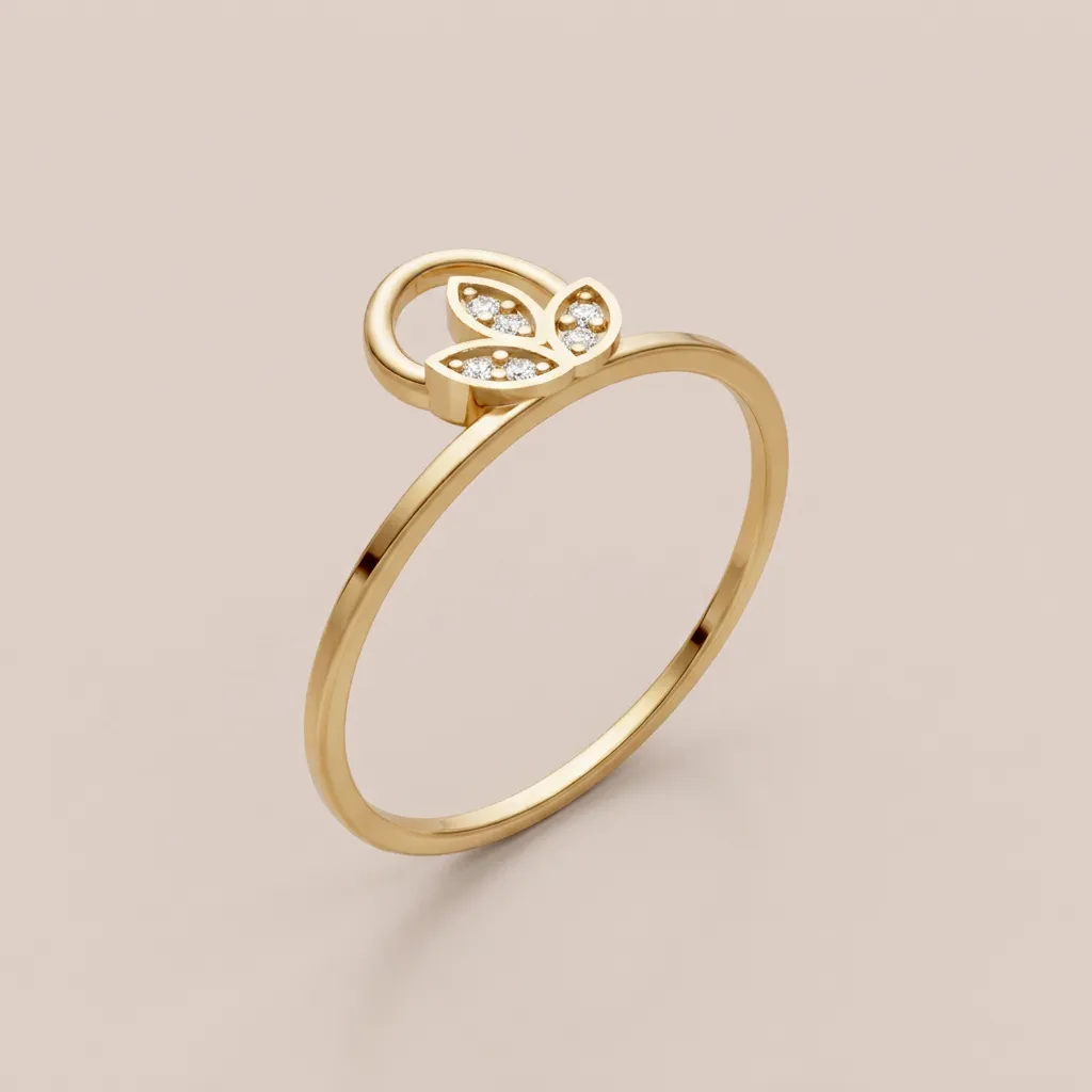 Diamond Leaf Ring R00894 — 18K gold ring by RUT GOLD