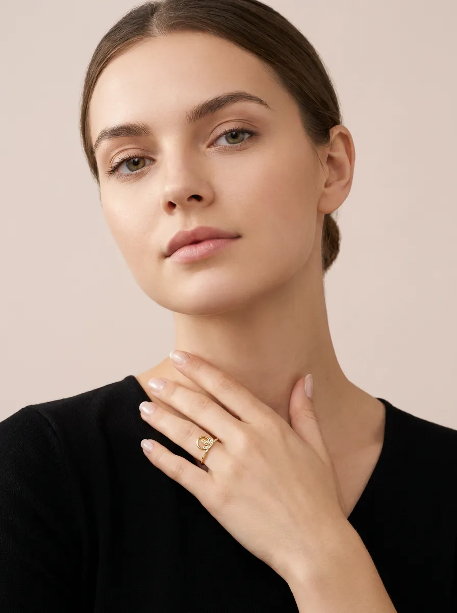 Diamond Leaf Ring R00894 — 18K gold ring by RUT GOLD — view 3