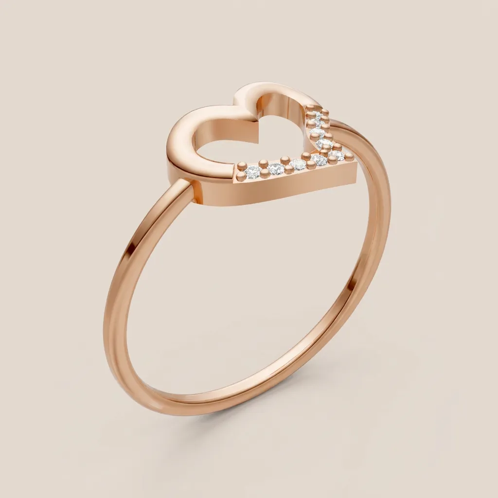Pavé Diamond Heart Outline Ring R00896 — 18K gold ring by RUT GOLD — view 5