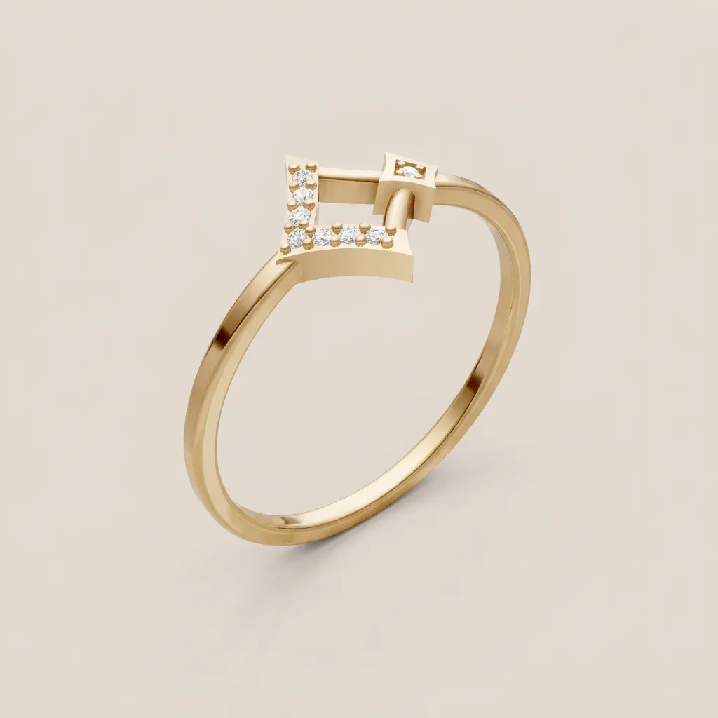 Geometric Diamond Open Ring R00898 — 18K gold ring by RUT GOLD