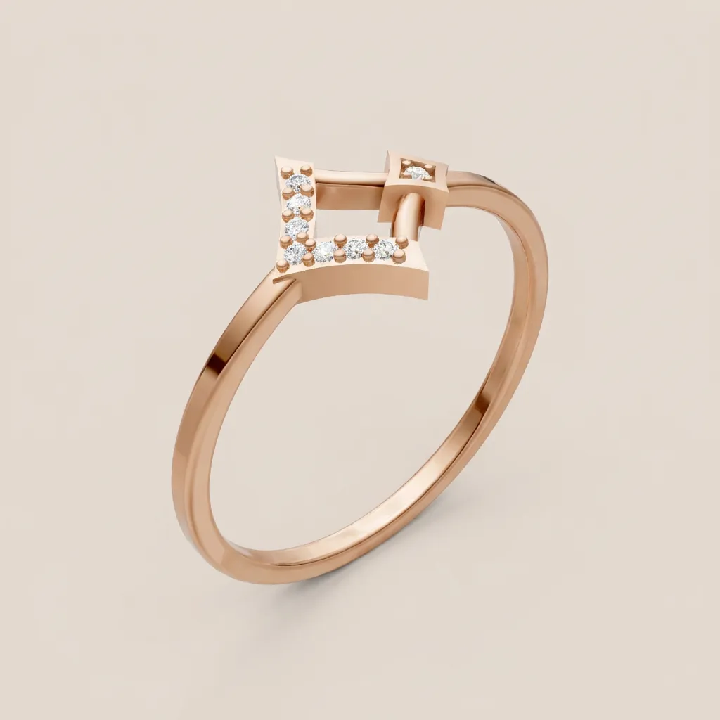 Geometric Diamond Open Ring R00898 — 18K gold ring by RUT GOLD — view 3