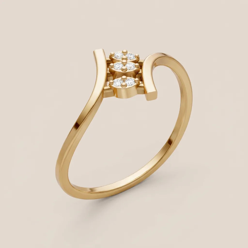 Pavé Diamond Bar Ring R00900 — 18K gold ring by RUT GOLD