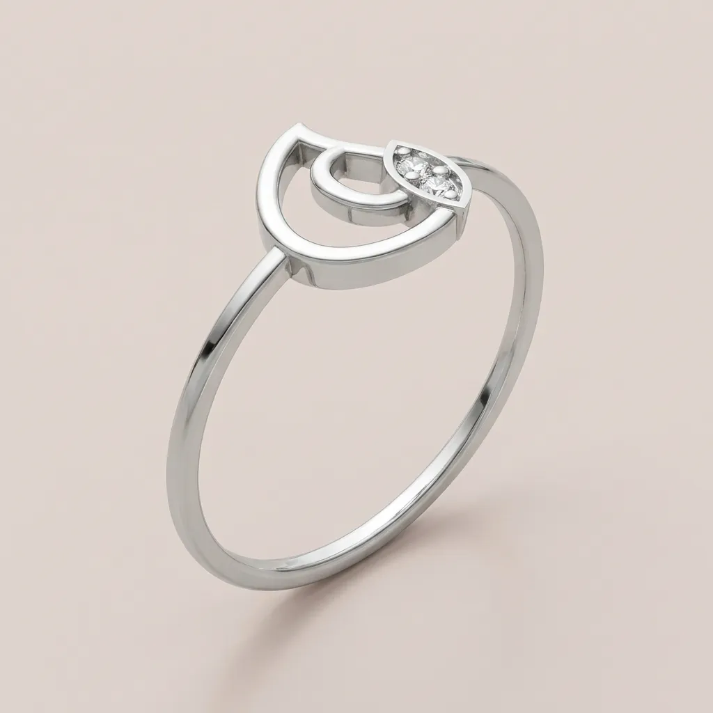 Pavé Diamond Crescent Moon Ring R00901 — 18K gold ring by RUT GOLD