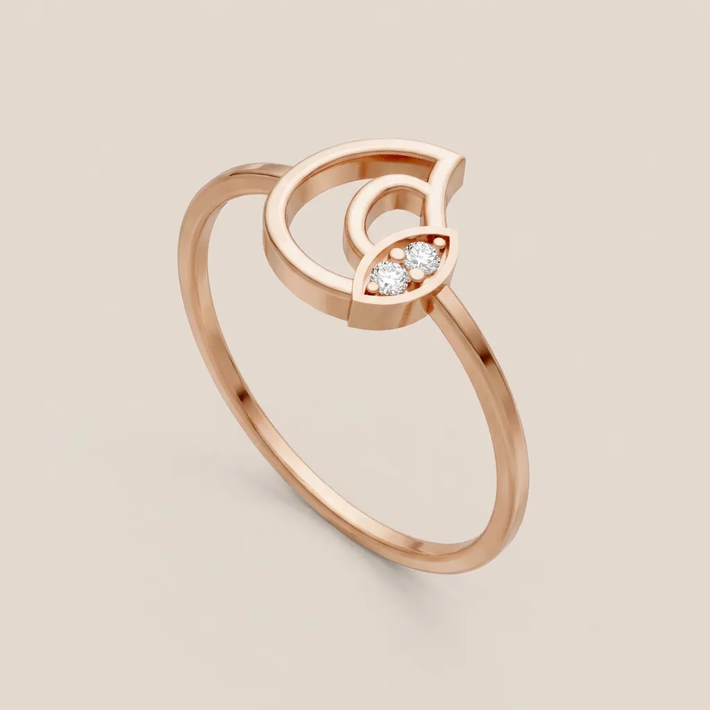 Pavé Diamond Crescent Moon Ring R00901 — 18K gold ring by RUT GOLD — view 5