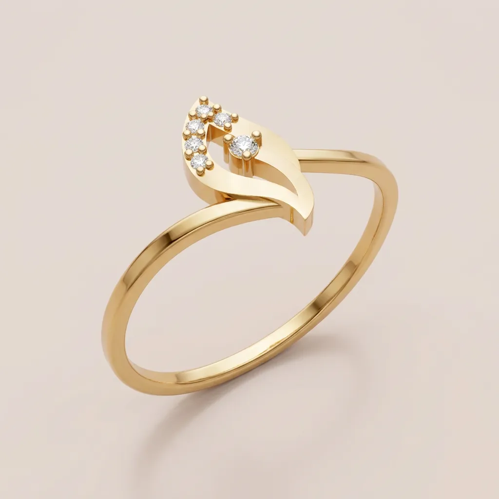 Diamond Swirl Flame Ring R00903 — 18K gold ring by RUT GOLD