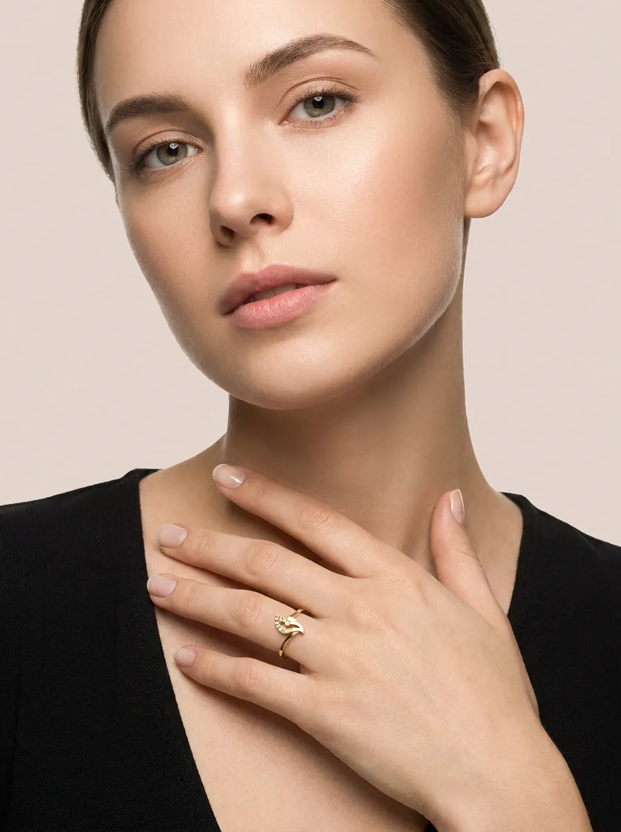 Diamond Swirl Flame Ring R00903 — 18K gold ring by RUT GOLD — view 3