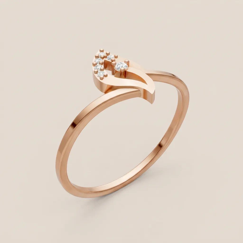 Diamond Swirl Flame Ring R00903 — 18K gold ring by RUT GOLD — view 4