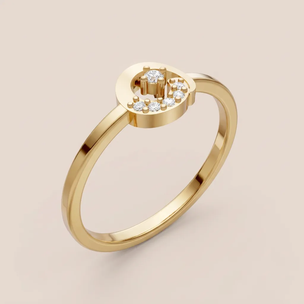 Pavé Diamond Circle Ring R00904 — 18K gold ring by RUT GOLD