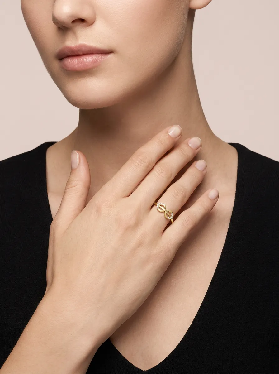 Pavé Diamond Infinity Ring R00905 — 18K gold ring by RUT GOLD — view 3
