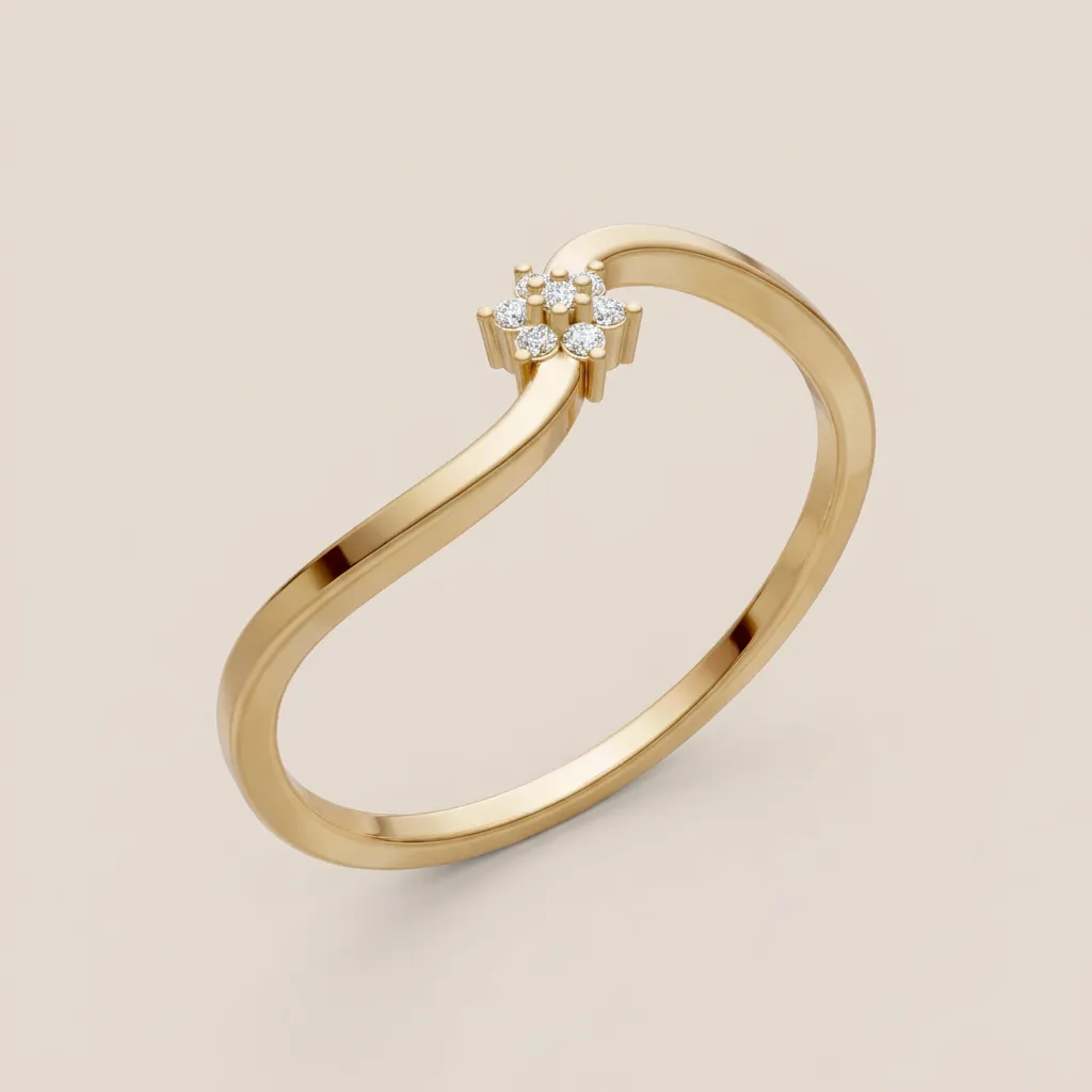 Minimalist Diamond Wave Ring R00906 — 18K gold ring by RUT GOLD