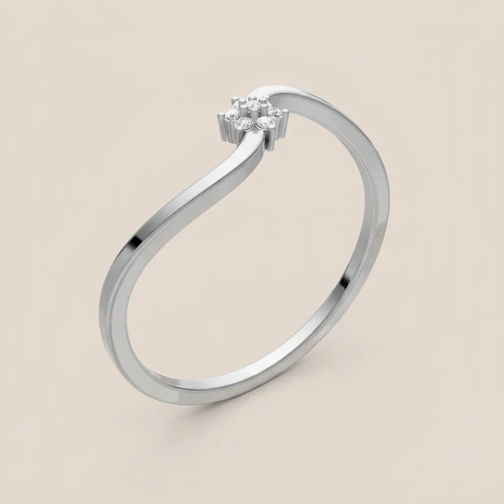 Minimalist Diamond Wave Ring R00906 — 18K gold ring by RUT GOLD — view 4