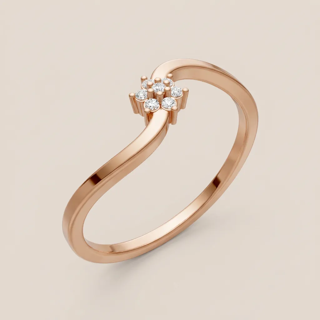 Minimalist Diamond Wave Ring R00906 — 18K gold ring by RUT GOLD — view 5