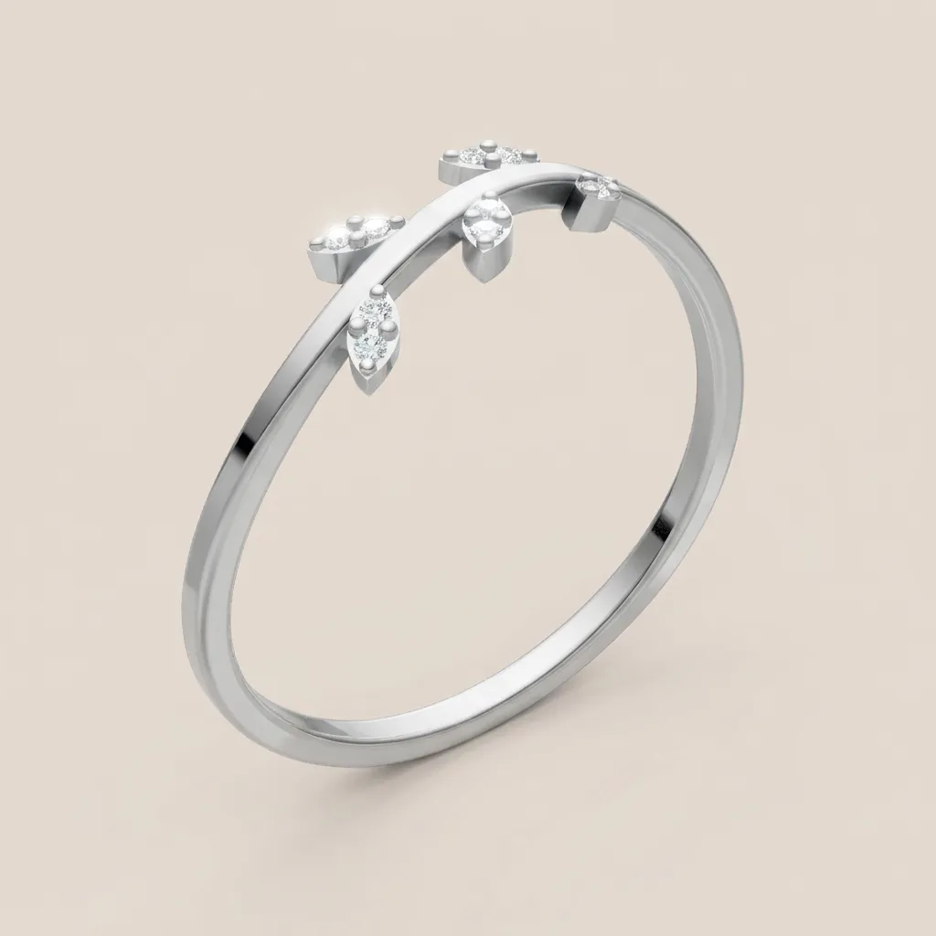 Marquise Diamond Leaf Vine Bypass Ring R00907 — 18K gold ring by RUT GOLD