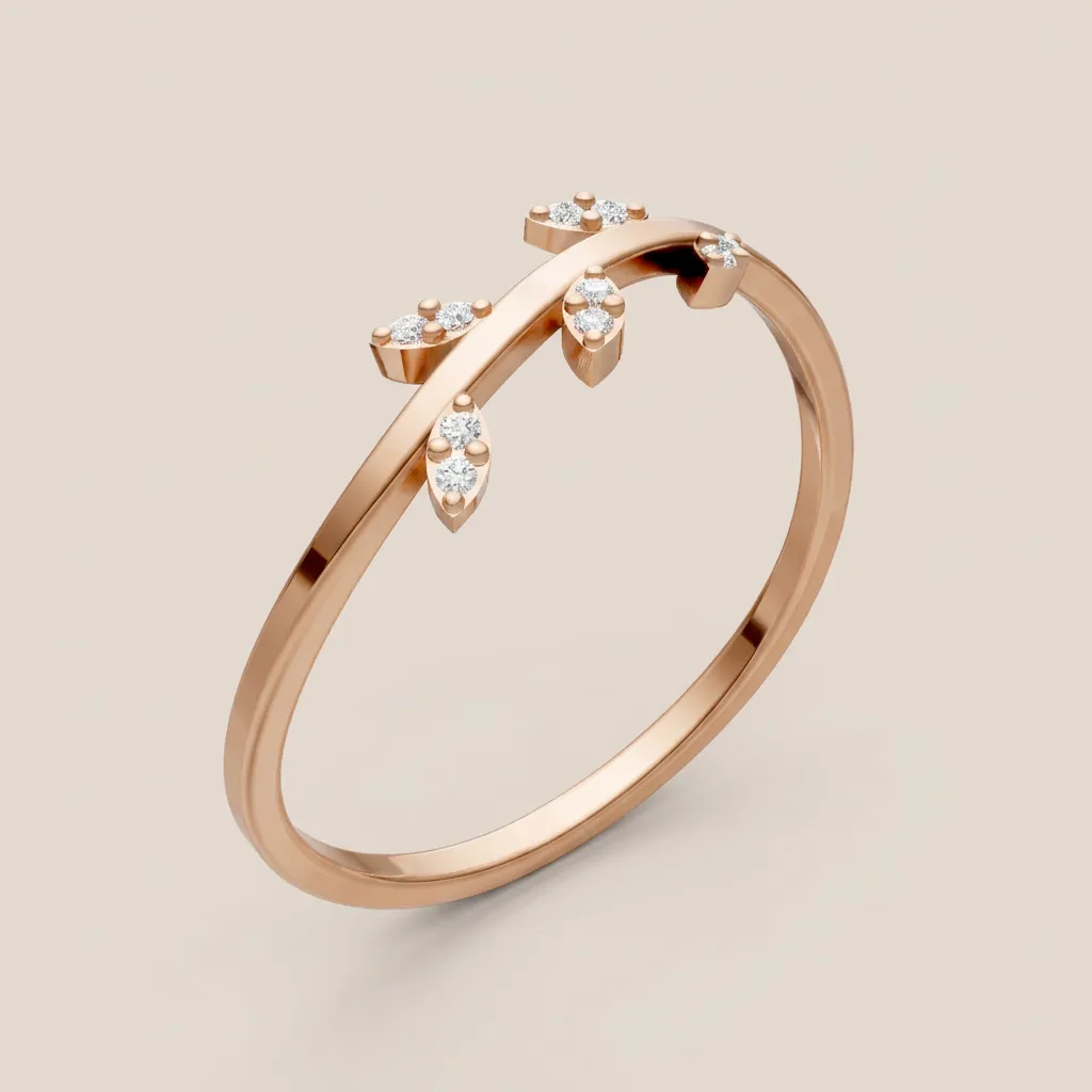 Marquise Diamond Leaf Vine Bypass Ring R00907 — 18K gold ring by RUT GOLD — view 5