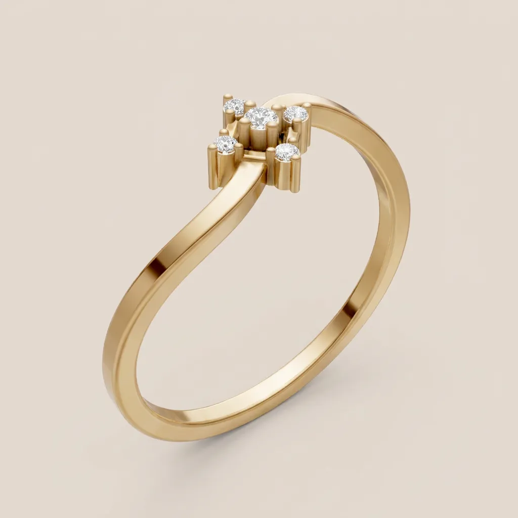 Diamond Starburst Wave Ring R00908 — 18K gold ring by RUT GOLD
