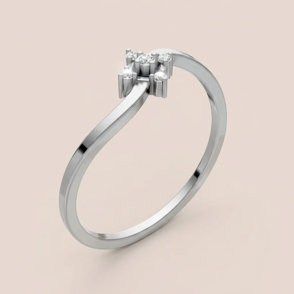 Diamond Starburst Wave Ring R00908 — 18K gold ring by RUT GOLD — view 4