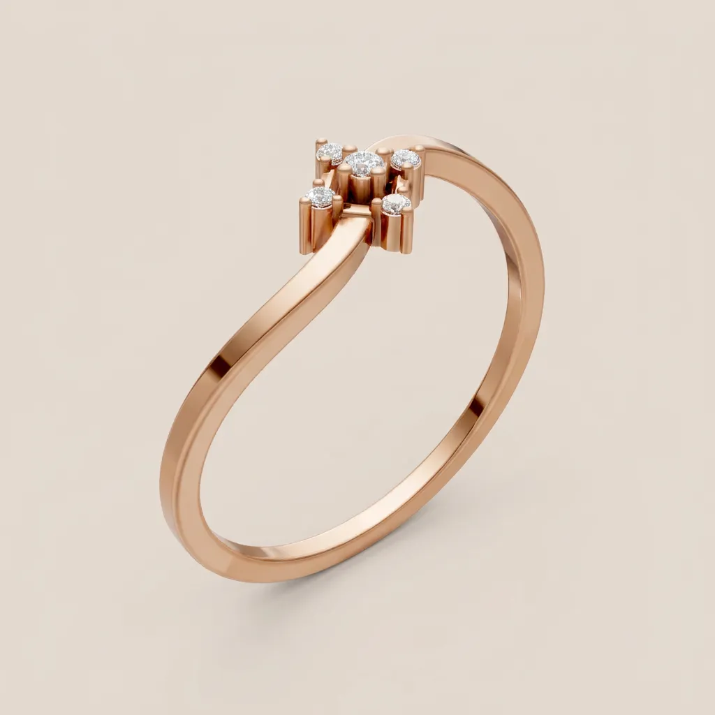 Diamond Starburst Wave Ring R00908 — 18K gold ring by RUT GOLD — view 5