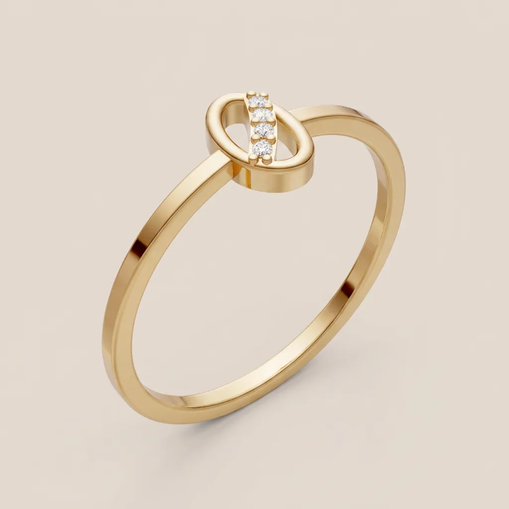 Pavé Diamond Link Ring R00910 — 18K gold ring by RUT GOLD